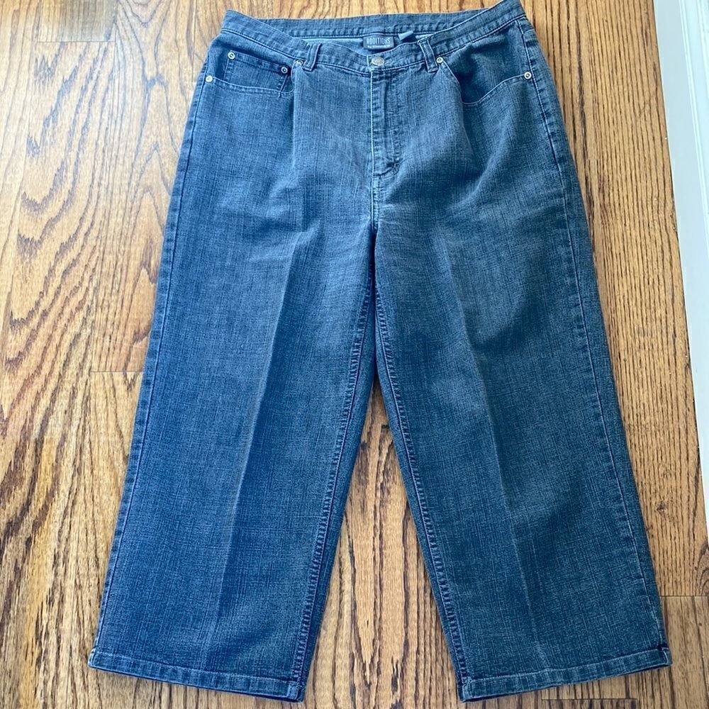 Additions by Chico’s Five Pocket Wide Leg Capris Wide Leg Wash Black EUC Size 10